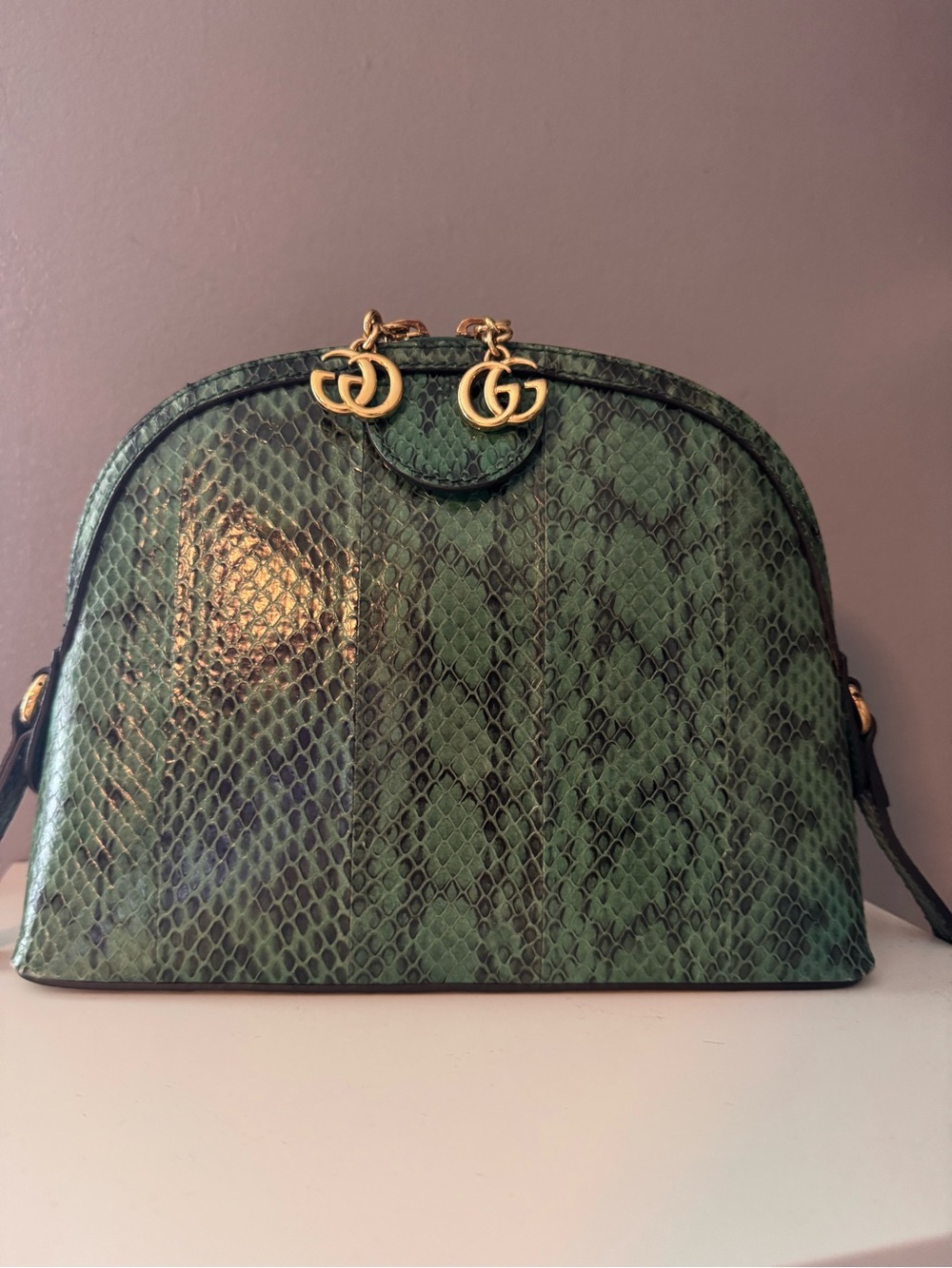 Gucci Ophidia Dome Crossbody Bag- Green Python Leather - Picture 2 of 13
